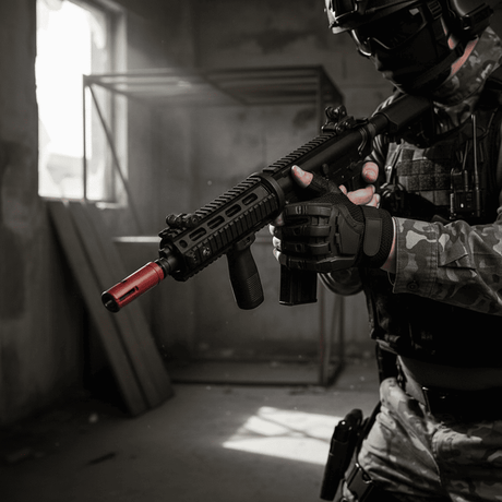 id-paintball schwarze Halbfingerhandschuhe mit Handrückenprotektoren für Paintballspieler in taktischer Ausrüstung