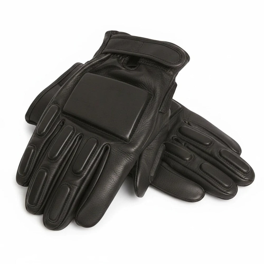 id-paintball SEC Lederhandschuhe in Schwarz mit EVA-Schaumstoffpolsterung und Klettverschluss am Handgelenk