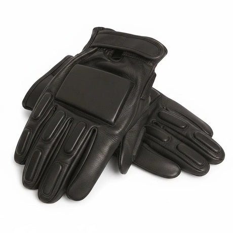 id-paintball SEC Lederhandschuhe in Schwarz mit EVA-Schaumstoffpolsterung und Klettverschluss am Handgelenk