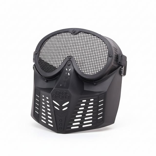 id-paintball GSG Metall Gitter Maske in Schwarz mit robustem Kunststoffrahmen für Kostüme und Dekoration