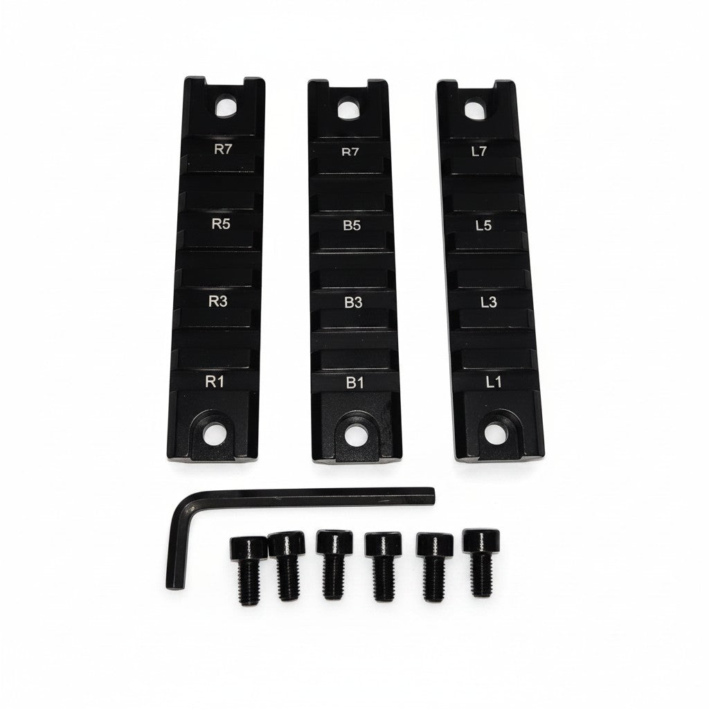 id-paintball 3er Set schwarze 98mm Metall-Railschienen für NSR, M-LOK und Keymod mit Schrauben und Inbusschlüssel