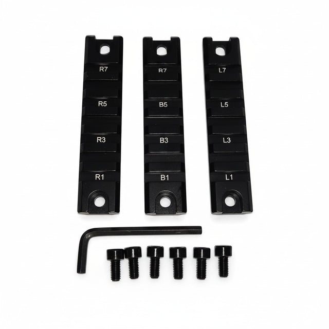 id-paintball 3er Set schwarze 98mm Metall-Railschienen für NSR, M-LOK und Keymod mit Schrauben und Inbusschlüssel