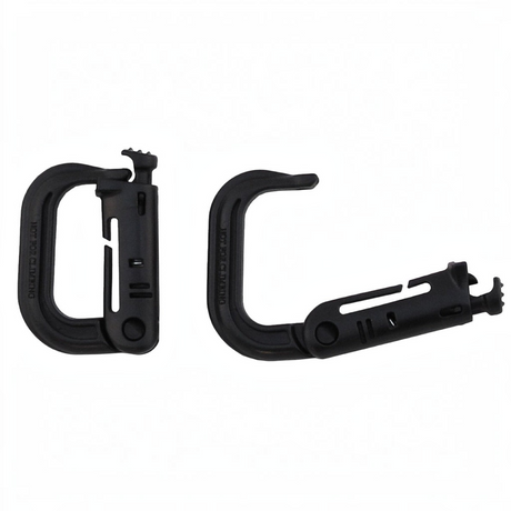id-paintball Molle Karabinerhaken aus schwarzem Kunststoff im 2er Pack zur sicheren Befestigung am Molle-System