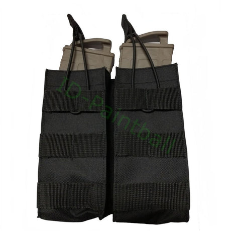 id-paintball schwarze Molle 2-Fach Magazintasche mit elastischem Kordelzug für Paintball-Magazine