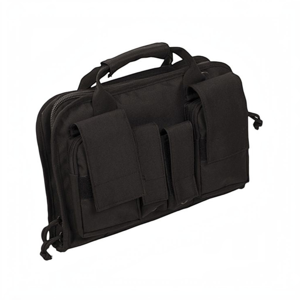 id-paintball schwarze Tactical Pistol Case Tasche aus robustem Polyester mit Magazintaschen und Molle-System