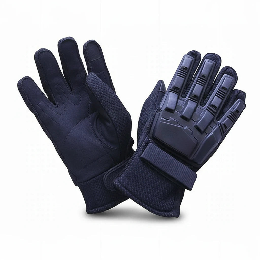 id-paintball Vollfingerhandschuhe in Schwarz mit hartem Protektor auf dem Handrücken für optimalen Schutz beim Paintball