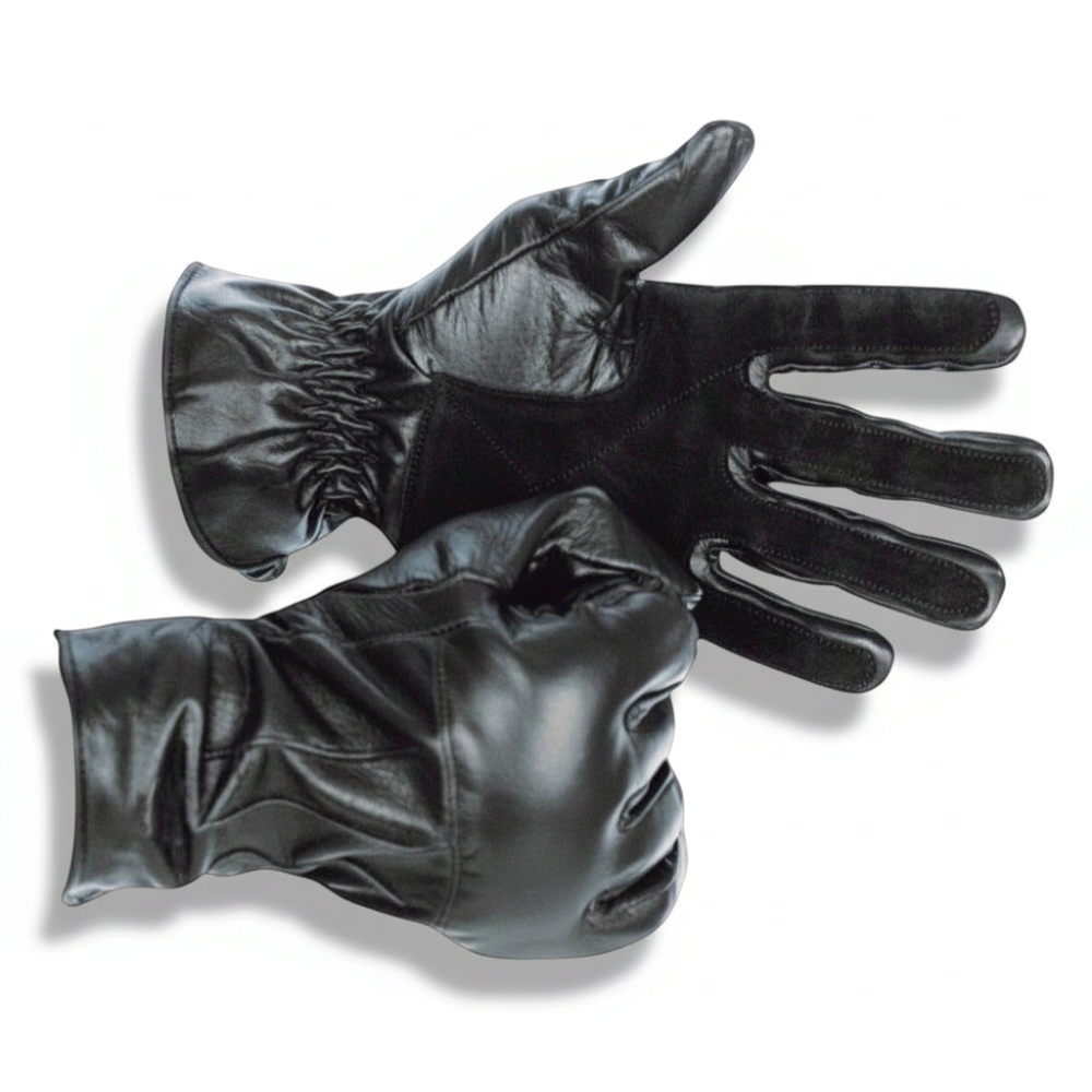 id-paintball schwarzer schnitthemmender Handschuh aus Kalbsleder und Kevlar mit Velourslederbesatz an der Innenhand
