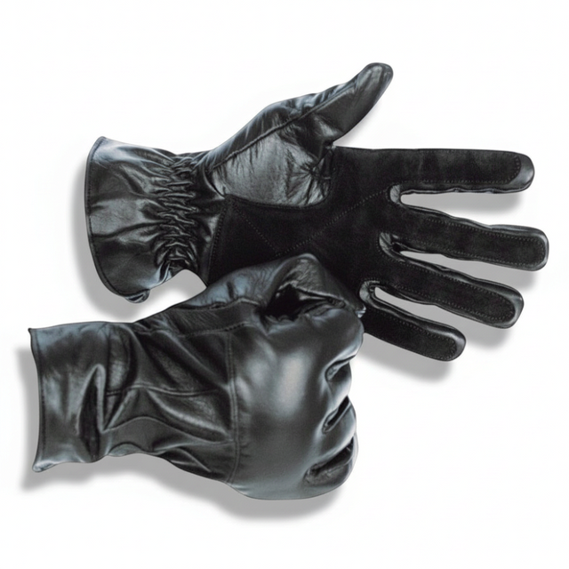 id-paintball schwarzer schnitthemmender Handschuh aus Kalbsleder und Kevlar mit Velourslederbesatz an der Innenhand