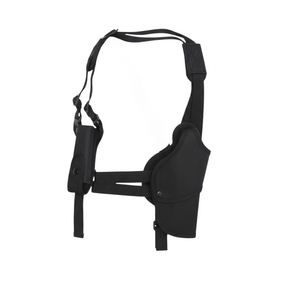 id-paintball Pistolenschulterholster aus schwarzem Polyester mit integrierter Magazintasche und verstellbaren Gurten