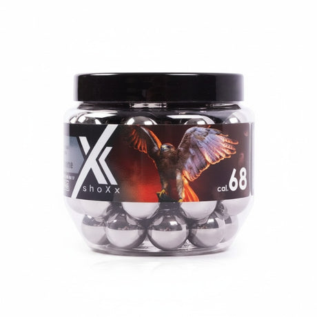 id-paintball shoXx Falcon .68 Stahlkugeln Glasbreaker in einer transparenten Schraubdose mit Falken-Motiv