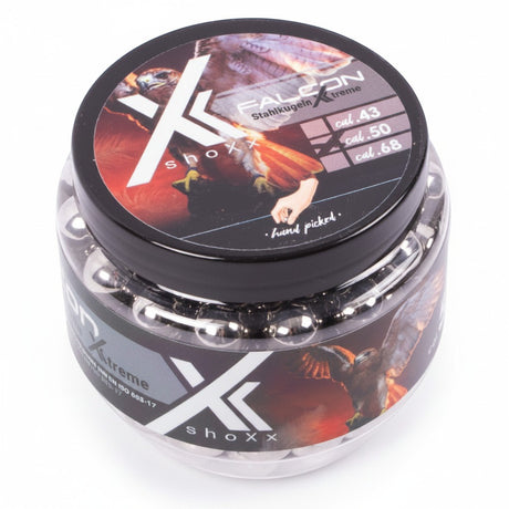 id-paintball shoXx Falcon .50 Stahlkugeln Glasbreaker in einer Schraubdose mit 150 Stück aus Chromstahl