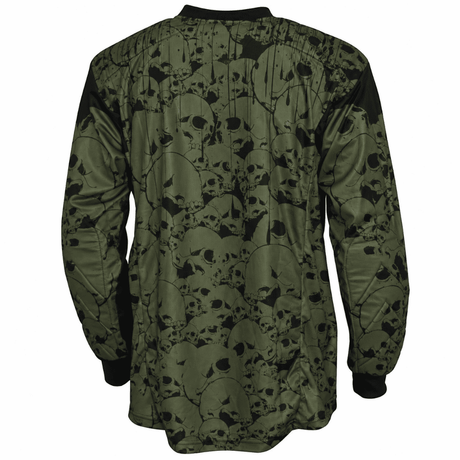 id-paintball The Skulls Oliv Trikot mit Totenkopf-Muster, olivgrünem Design und Polsterung an den Ärmeln