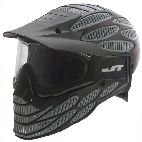 id-paintball JT Spectra Flex 8 Full Coverage Paintballmaske in Grau mit Thermalglas und integriertem Kopfschutz
