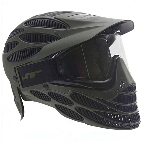 id-paintball JT Spectra Flex 8 Vollmaske in Oliv mit Thermalglas und Head Guard für Woodland Paintball