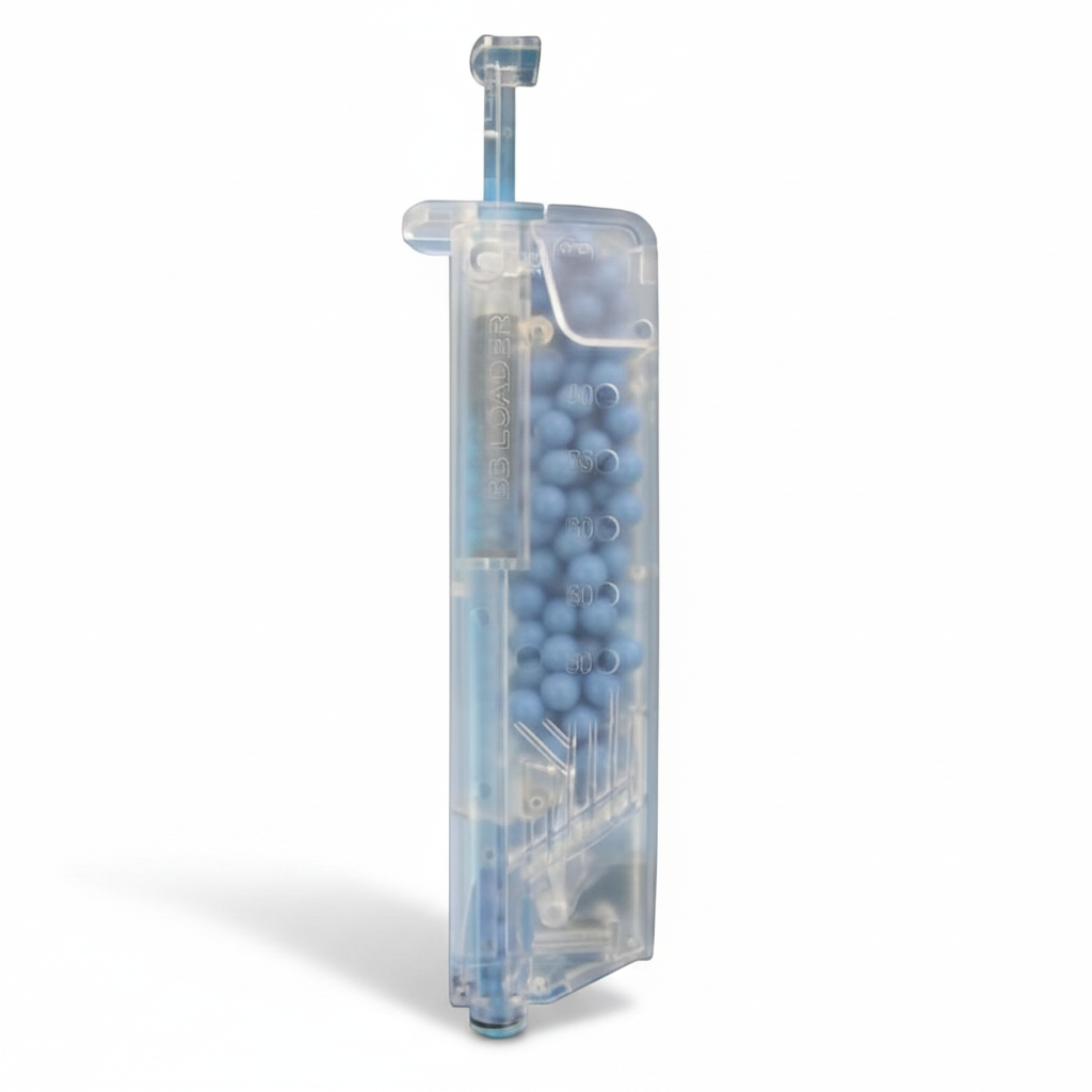 id-paintball Speedloader für 6mm Softair BBs mit transparentem Gehäuse und 100 Schuss Kapazität