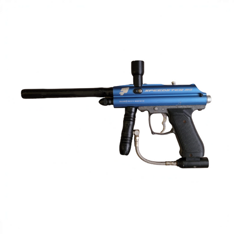 id-paintball gebrauchter Pro Toyz Speedster MG Paintball Markierer in Blau mit schwarzem Lauf und Metallkomponenten
