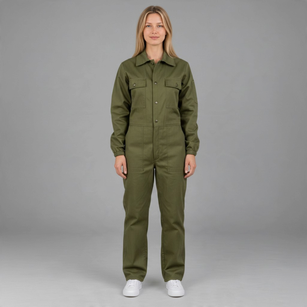 id-paintball Spielfeld Overall in Oliv aus robustem Mischgewebe mit elastischer Taille und praktischen Beintaschen