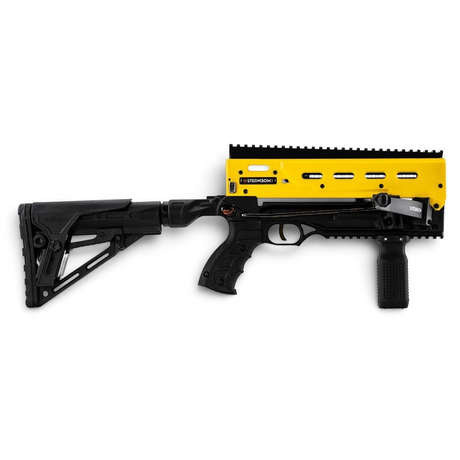 id-paintball Steambow B08 Kugelarmbrust in Gelb und Schwarz mit Tactical-Schaft und Vordergriff