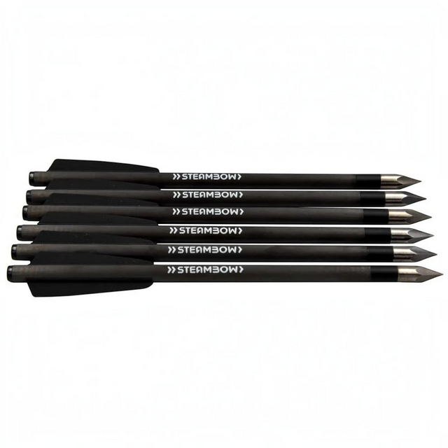 id-paintball Steambow Carbon-Bodkinpfeile mit schwarzem Schaft und gehärteter Stahlspitze für die AR-Series Armbrust