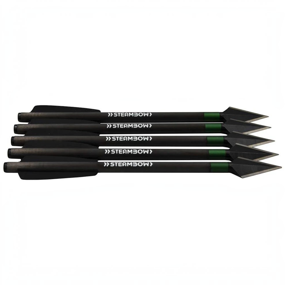 id-paintball Steambow Carbon-Kriegspfeile mit gehärteten Stahlspitzen und schwarzem Carbonschaft im 5er-Set