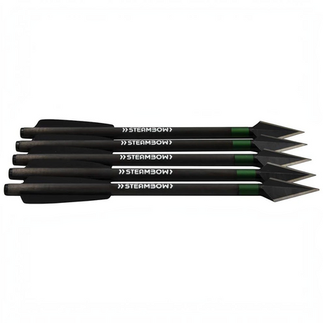id-paintball Steambow Carbon-Kriegspfeile mit gehärteten Stahlspitzen und schwarzem Carbonschaft im 5er-Set