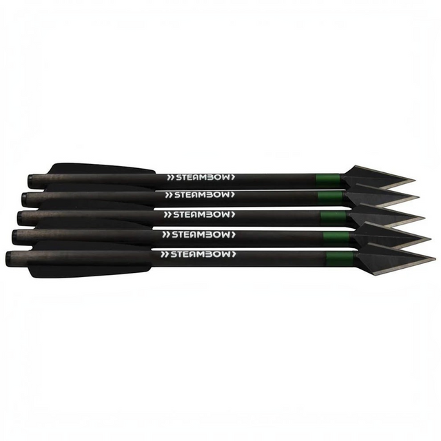 id-paintball Steambow Carbon-Kriegspfeile mit gehärteten Stahlspitzen und schwarzem Carbonschaft im 5er-Set