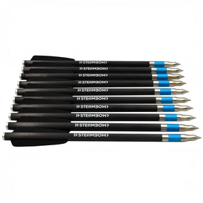 id-paintball Steambow Carbonpfeile AR-Series mit schwarzem Hybridschaft, Edelstahlspitze und blauem Aluminiumring