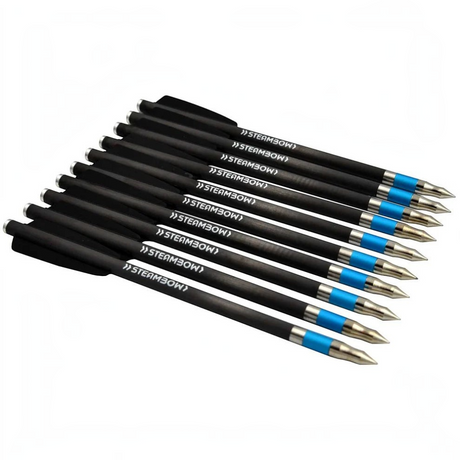 id-paintball Steambow Carbonpfeile für AR-6 Stinger mit blauem Aluminiumring und Edelstahl-Übungsspitze