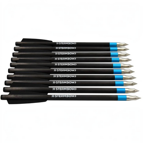 id-paintball Steambow Carbonpfeile für AR-6 Stinger mit blauem Ring und Edelstahlspitze im 10er Set
