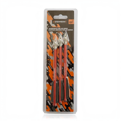 id-paintball Steambow Jagdbolzen 3er-Pack mit rot-eloxiertem Aluminiumschaft und Edelstahlspitze für AR-6 Stinger 2