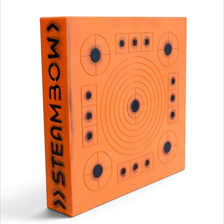 id-paintball Steambow Premium Pfeilfangmatte aus SLYDARC-Schaum in Orange mit Zielscheiben-Aufdruck
