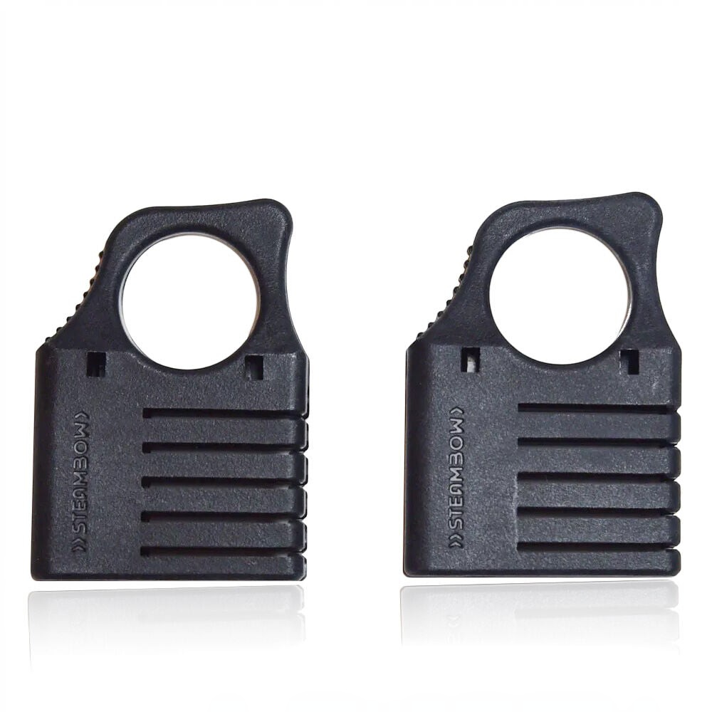 Zwei schwarze Steambow AR-6 Stinger Speedloader V2 aus Kunststoff für schnelles Nachladen von Armbrustbolzen