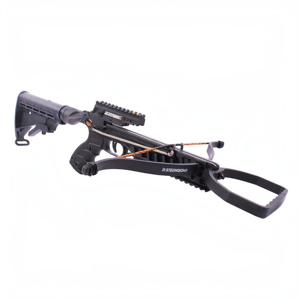 id-paintball Steambow AR-6 Stinger 2 Survival Armbrust aus schwarzem Polymer mit verstellbarem AR-15 Hinterschaft