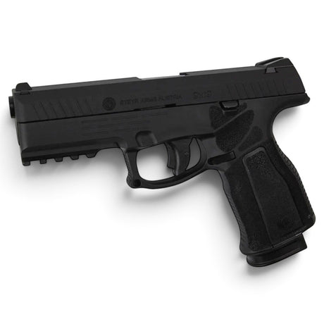 id-paintball ASG Steyr L9-A2 Airsoftpistole in Schwarz mit Metallschlitten, Polymer-Griffstück und 22-mm-Rail