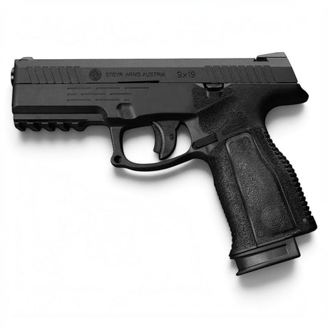 id-paintball ASG Steyr L9-A2 Airsoftpistole in Schwarz mit Metallschlitten, Polymer-Griffstück und 22-mm-Rail