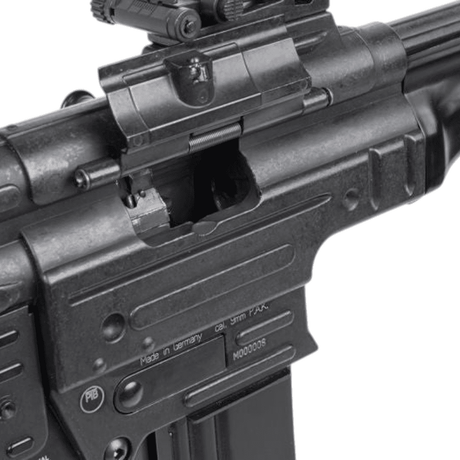 id-paintball GSG StG44 Gas Signalwaffe mit Vollmetallgehäuse und Detailansicht des Verschlusses