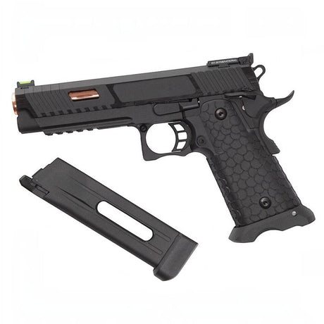 id-paintball ASG STI Combat Master CO2 Pistole in Schwarz mit Metallschlitten, Magazin und strukturierter Griffschale