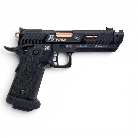 id-paintball ASG STI Pit Viper CO2 Airsoft Pistole in Schwarz mit Metallschlitten, Kompensator und 22mm Schiene