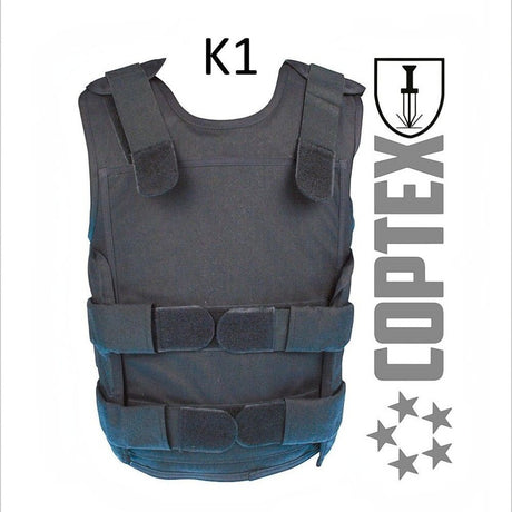 id-paintball COPTEX I Stichschutzweste in Schwarz mit K1 Zertifizierung und verstellbaren Klettverschlüssen