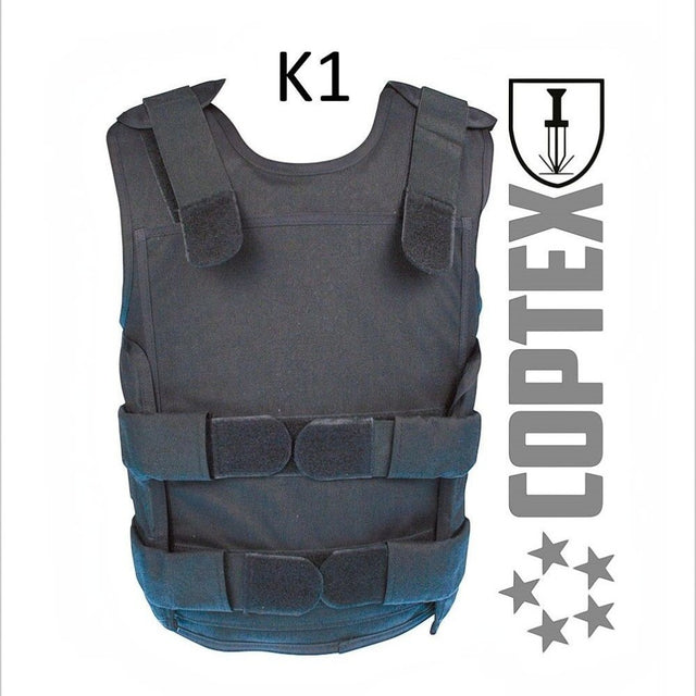 id-paintball COPTEX I Stichschutzweste in Schwarz mit K1 Zertifizierung und verstellbaren Klettverschlüssen