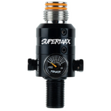 id-paintball Powair SUPERMAX Titan Pro Paintball Regulator in Schwarz mit Manometer und orangefarbenem O-Ring