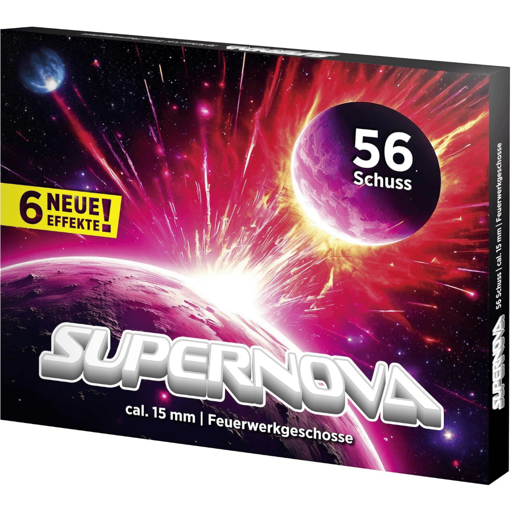 id-paintball Umarex Supernova Feuerwerk-Set mit 56 Schuss im 15 mm Kaliber in bunter Weltraum-Verpackung