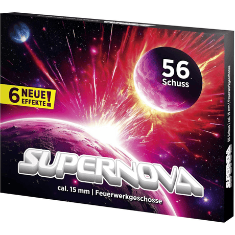 id-paintball Umarex Supernova Feuerwerk-Set mit 56 Schuss im 15 mm Kaliber in bunter Weltraum-Verpackung
