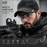 id-paintball Swiss Eye Lancer Schutzbrille mit klarem Glas und schwarzem Rahmen bei einem taktischen Einsatz