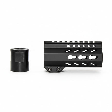 id-paintball 4 Zoll T15 Floating Handguard aus schwarzem Aluminium mit M-Lok System und Barrel Nut für Magfed Markierer