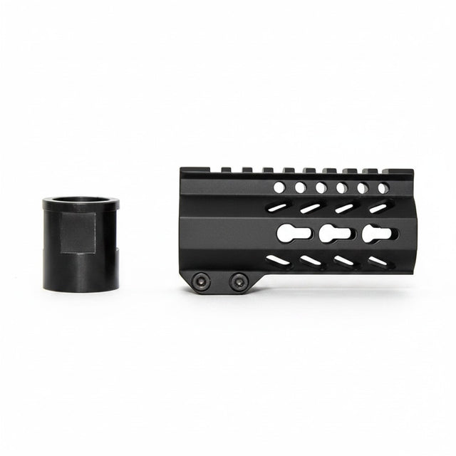 id-paintball 4 Zoll T15 Floating Handguard aus schwarzem Aluminium mit M-Lok System und Barrel Nut für Magfed Markierer