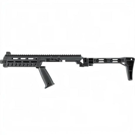 id-paintball T4E Carbine Conversion Kit aus schwarzem Polymer mit Picatinny-Schiene und klappbarer Schulterstütze