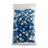 id-paintball T4E CKB 50 Kreidekugeln im Kaliber .50 in einer transparenten Packung mit 100 blau-weißen Kunststoffkugeln