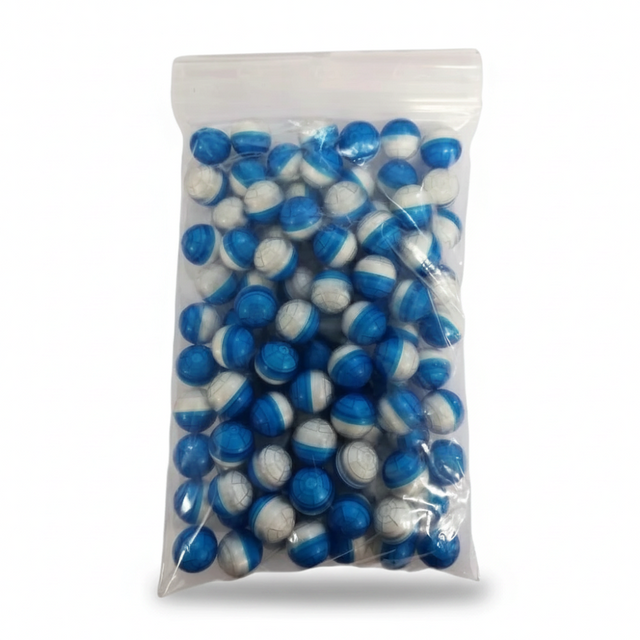 id-paintball T4E CKB 50 Kreidekugeln im Kaliber .50 in einer transparenten Packung mit 100 blau-weißen Kunststoffkugeln