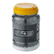 id-paintball T4E RB50 Kunststoffdose mit gelbem Deckel gefüllt mit schwarzen Gummikugeln im Kaliber .50